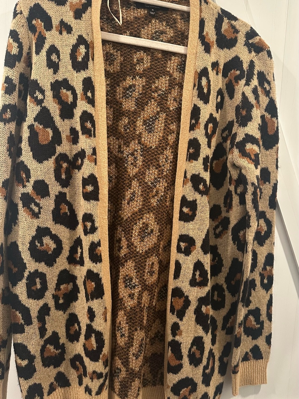 Leopard Print Open-Front Cardigan - Tan/Brown/Black